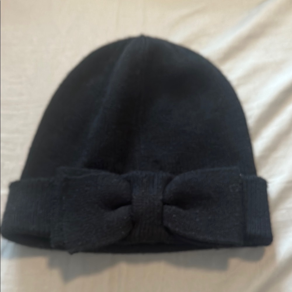 Black Knit Beanie with Bow